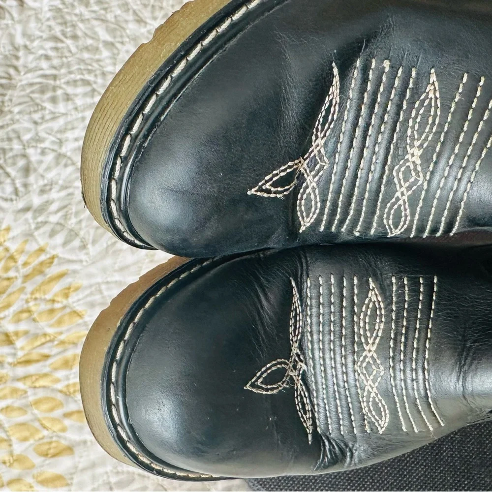 Roper Cowgirl Boots Women’s 6.5 Black Leather Heeled Western Embroidered - Picture 12 of 17